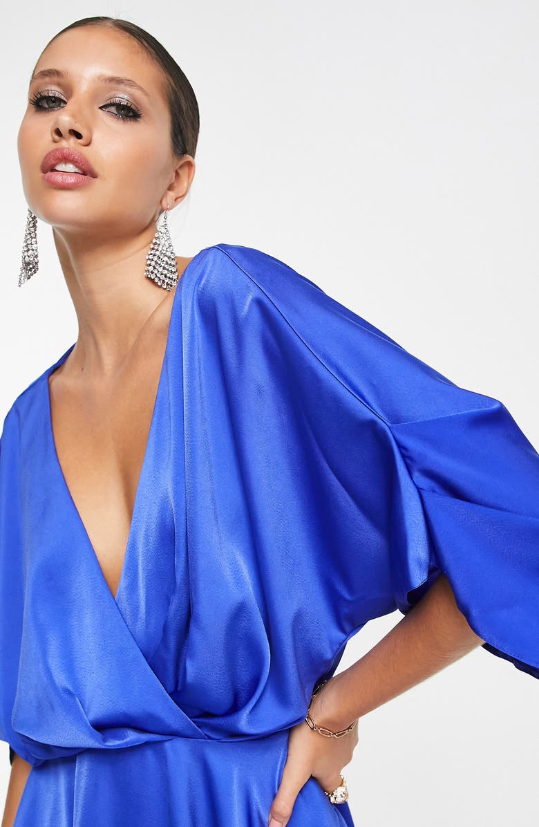 ASOS DESIGN Open Back Satin Babydoll Minidress, Alternate, color, 