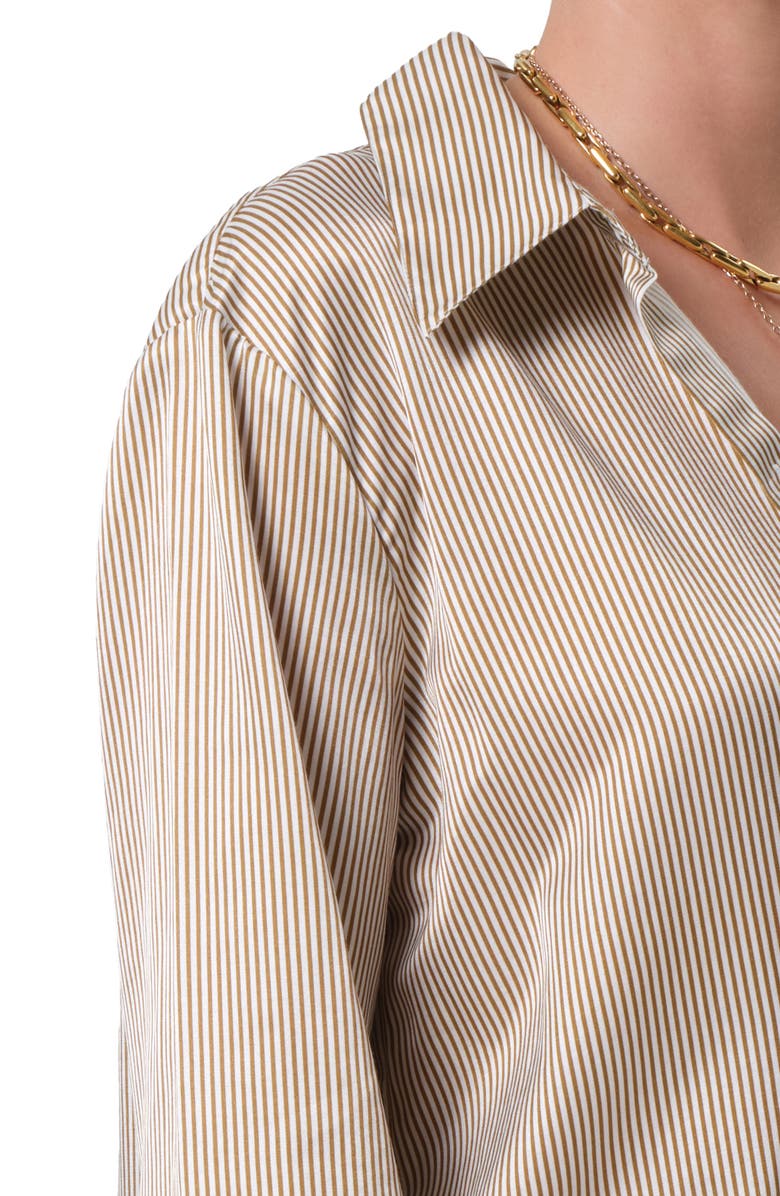 Citizens of Humanity Camilia Cotton & Silk Button-Up Shirt, Alternate, color, Bronze Strpe Khaki