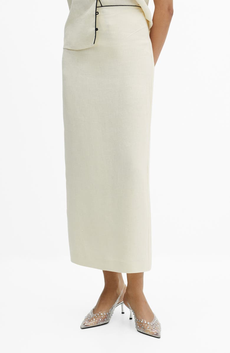 MANGO Back Slit Linen Skirt, Main, color, 