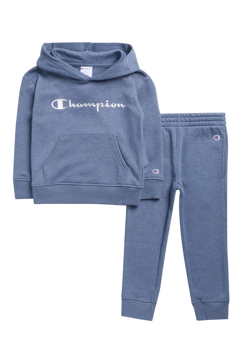 Kids' Metallic Signature Fleece Hoodie & Joggers Set, Main, color, BLUE