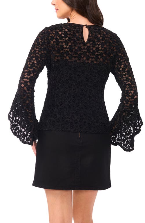 Vince Camuto Ruffle Sleeve Lace Top In Black