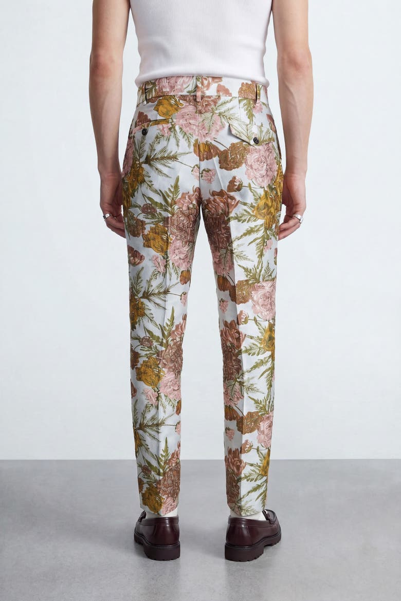 Hirshfield Slim Fit Floral Suit Trousers, Alternate, color, Silver