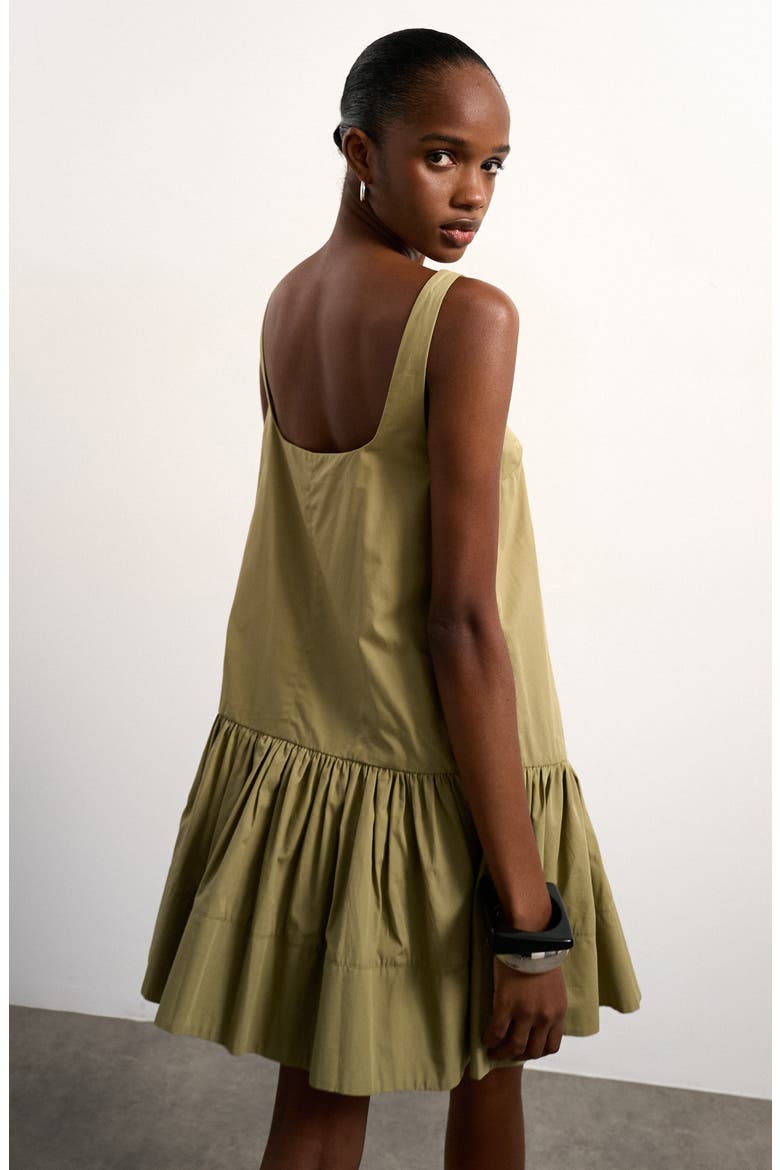 Drop Waist Cotton Poplin Minidress, Alternate, color, LGREEN