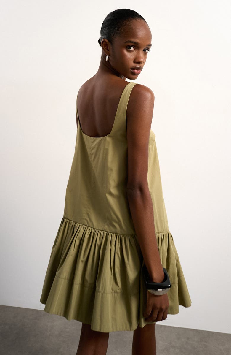 Topshop Drop Waist Cotton Poplin Minidress, Alternate, color, Lgreen