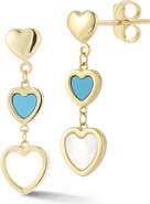 Ember Fine Jewelry 14k Gold Turquoise & Mother of Pearl Heart Drop Earrings