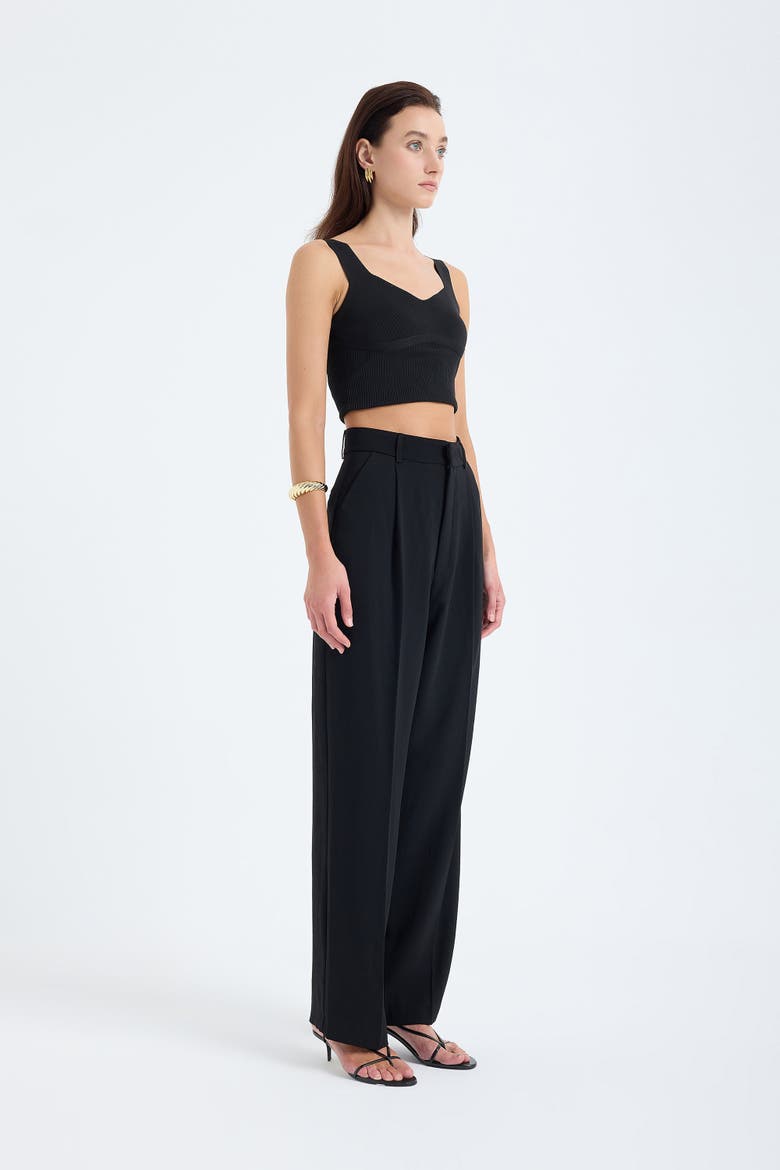 Nevara High-Waist Wide-Leg Palazzo Trousers, Alternate, color, Black
