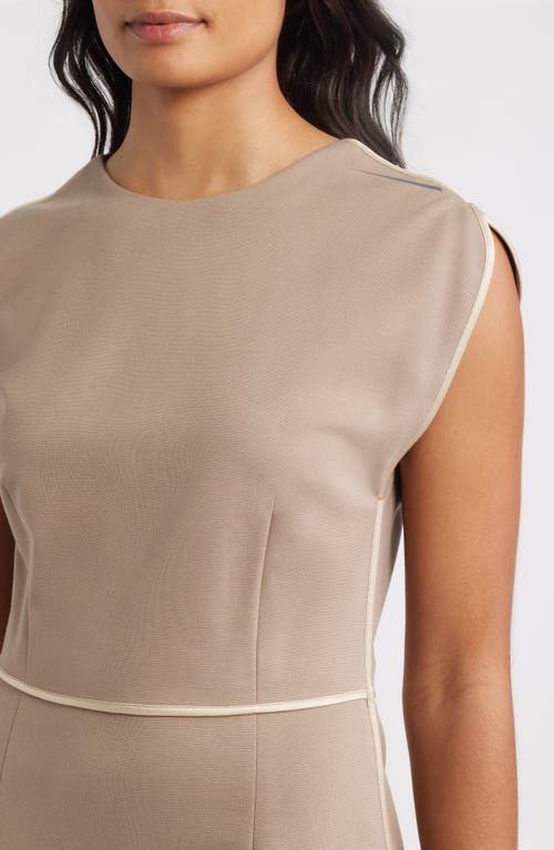 Hugo Boss Boss Detira Cap Sleeve Sheath Dress In Brown