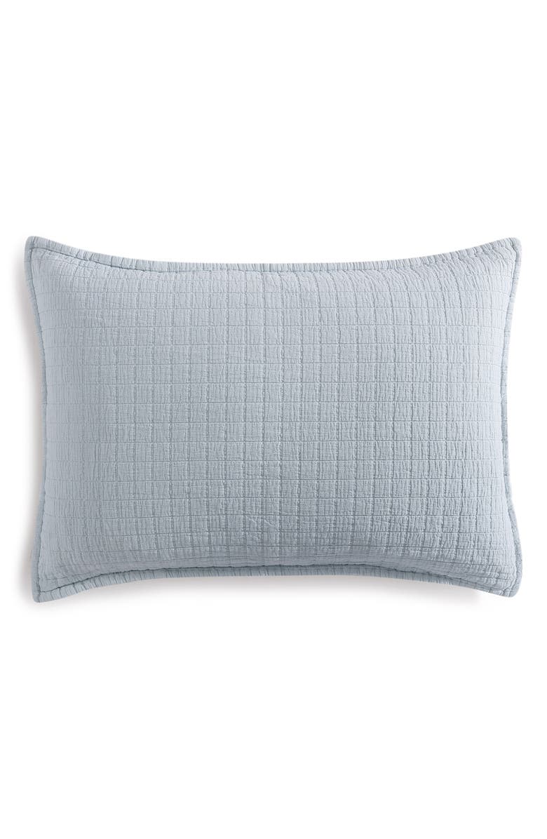 Calvin Klein Essential Washed Jacquard Pillow Sham, Main, color, Blue