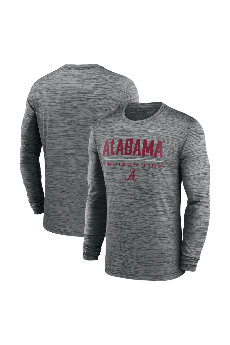 Men's Nike Anthracite Alabama Crimson Tide Sideline Velocity Dri-FIT Long Sleeve T-Shirt, Main, color, Anthracite