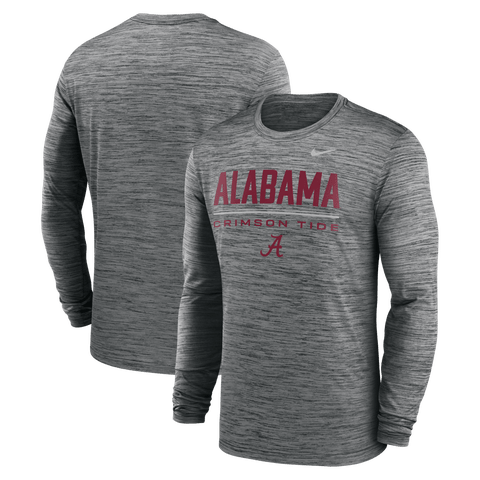 Men's Nike Anthracite Alabama Crimson Tide Sideline Velocity Dri-FIT Long Sleeve T-Shirt