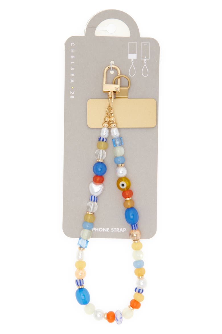 Beaded Phone Strap, Alternate, color, WHITE MULTI- GOLD
