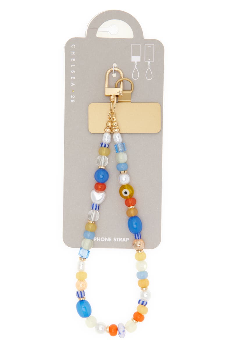 Chelsea28 Beaded Phone Strap, Alternate, color, White Multi- Gold