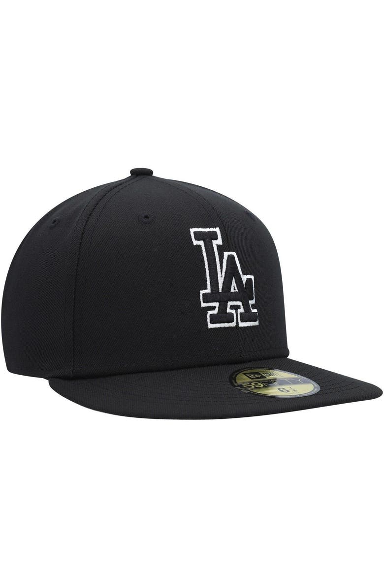 New Era Men's New Era Los Angeles Dodgers  Black on Black Dub 59FIFTY Fitted Hat, Alternate, color, 