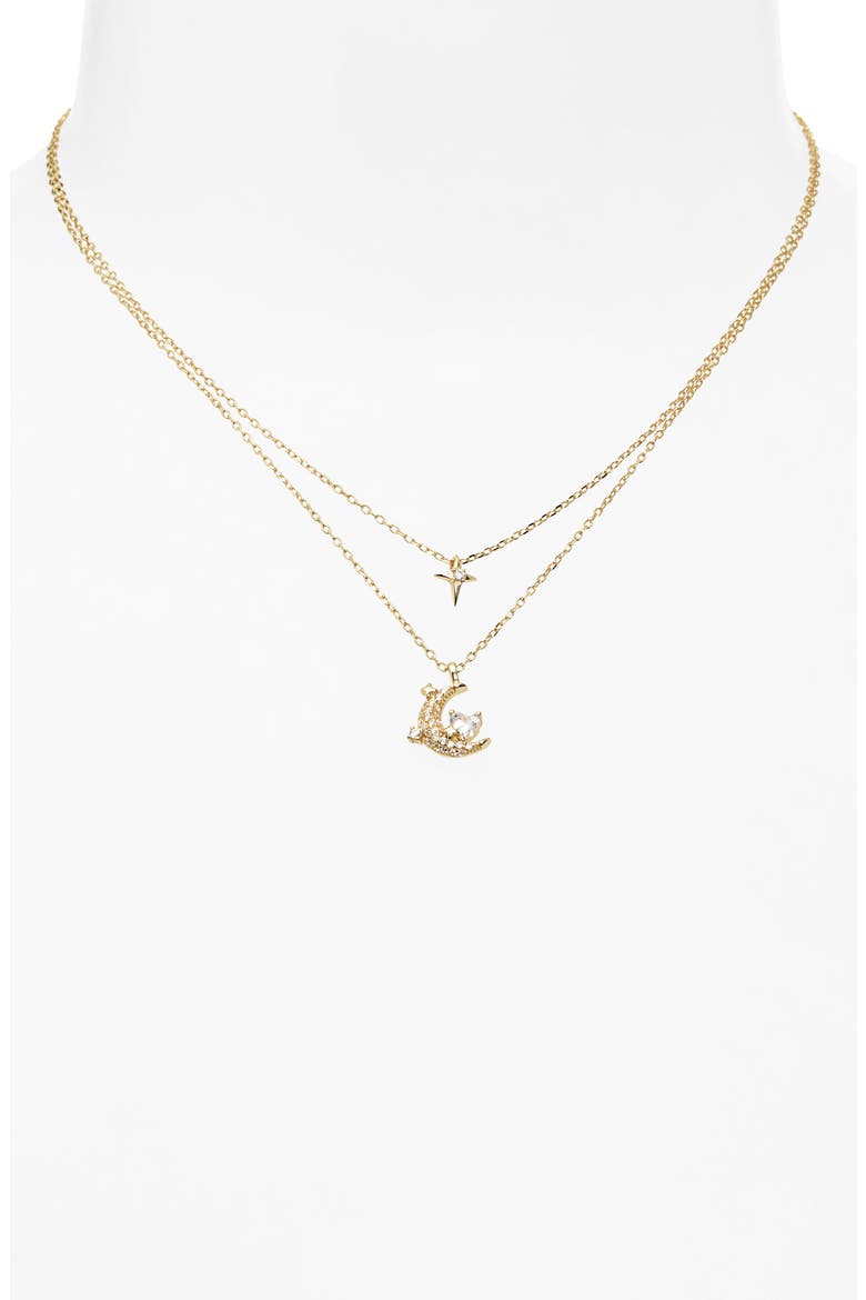 Moon & Star Layered Pendant Necklace, Alternate, color, GOLD