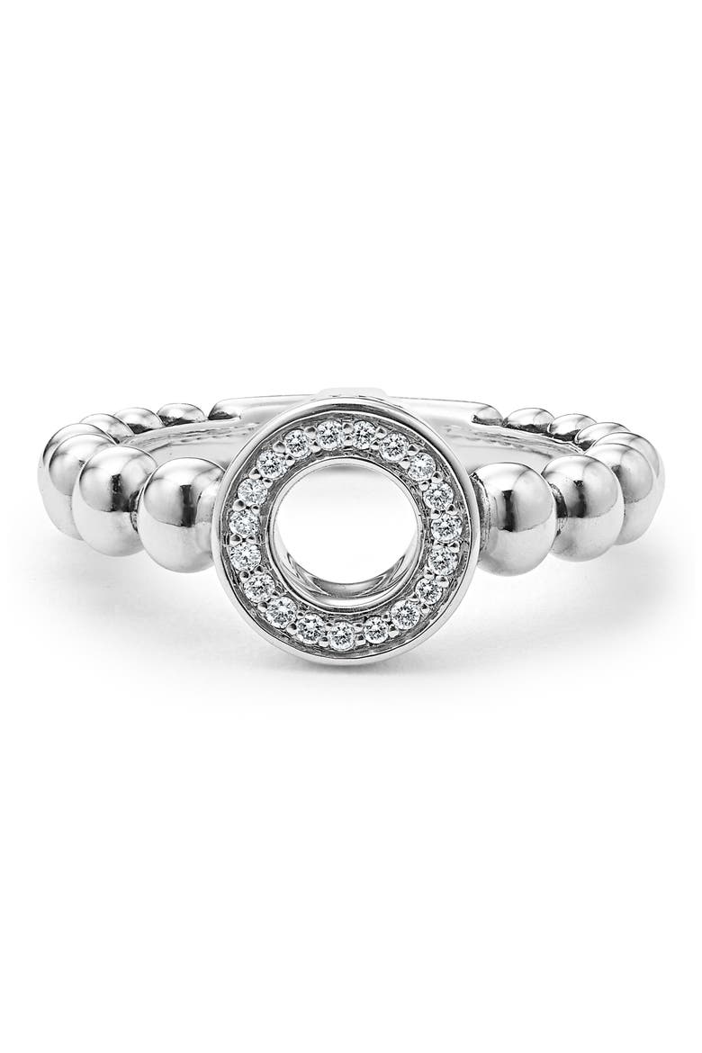 Caviar Spark Diamond Open Circle Ring, Alternate, color, DIAMOND/ SILVER