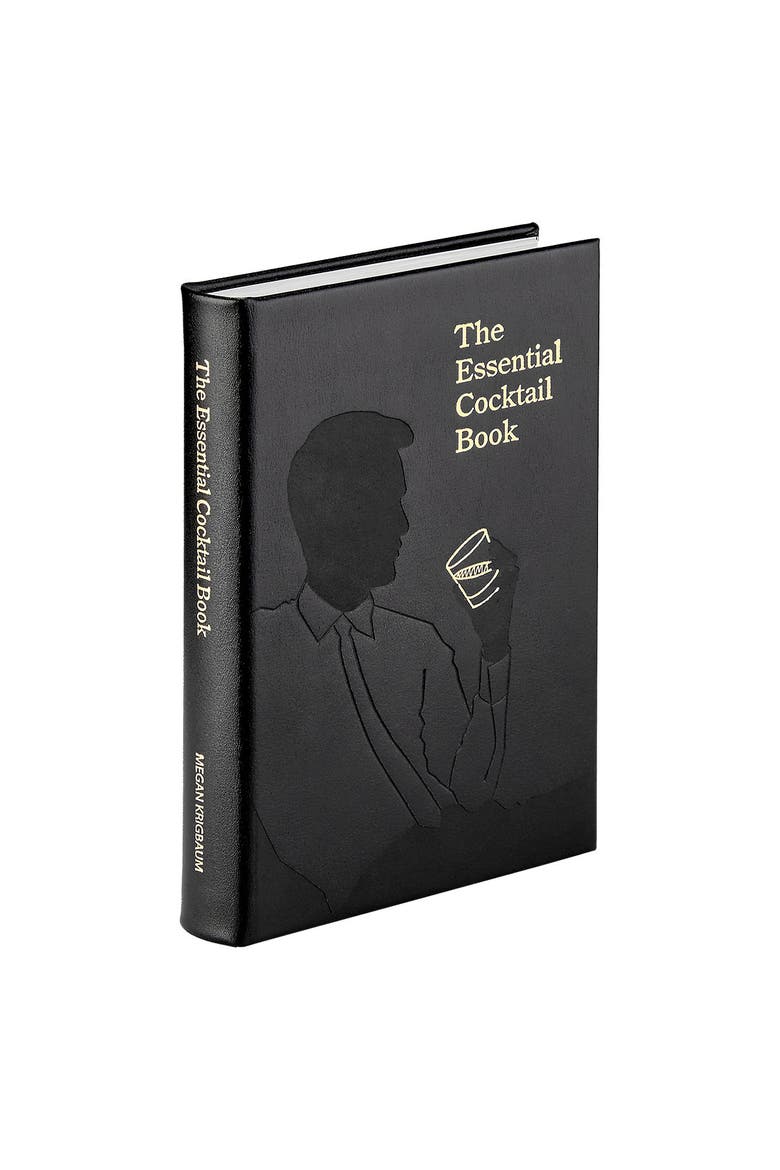 The Essentail Cocktail Book Leather Coffee Table Book, Alternate, color, Black