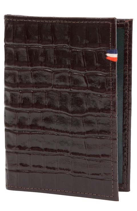 Roma Croc Embossed Leather Passport Sleeve