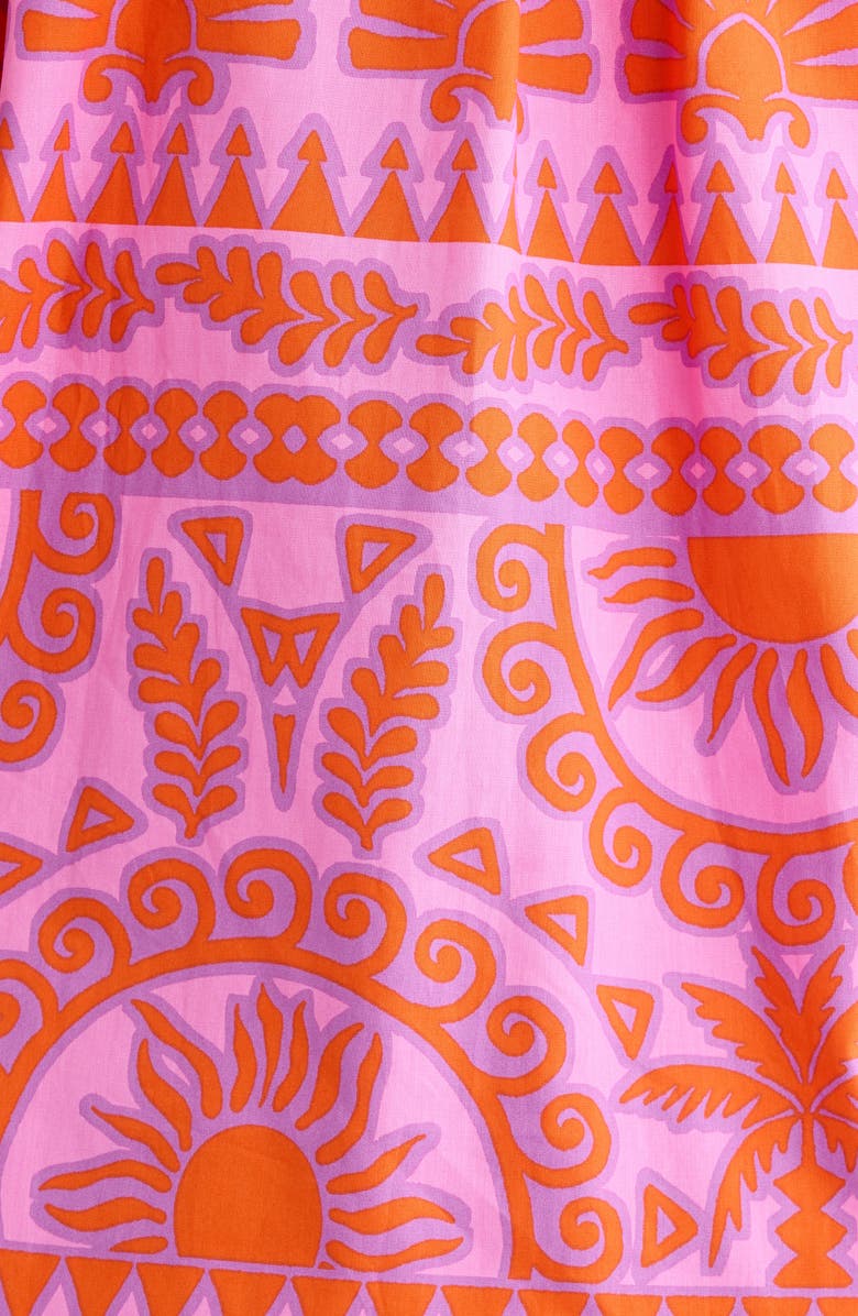 SUGARLIPS Ikat Ruffle Trim Top, Alternate, color, Pink-Orange