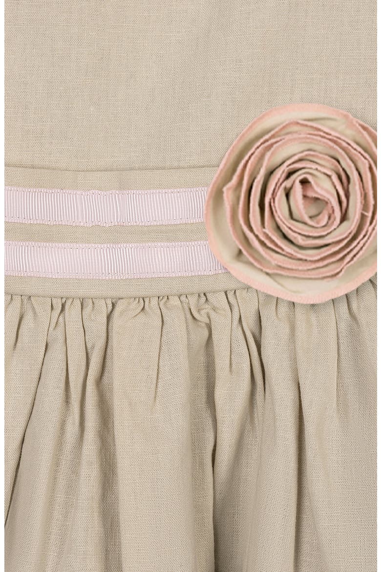 Kids' Linen Cami Rosette Dress, Alternate, color, Sand Linen