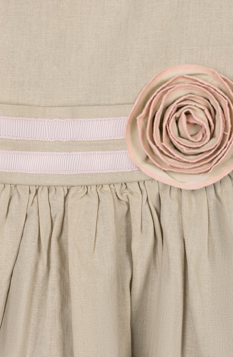 Hope & Henry Kids' Linen Cami Rosette Dress, Alternate, color, Sand Linen