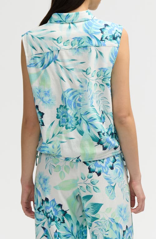 Nvlt Sleeveless Drawstring Hem Top In Tropical Blue