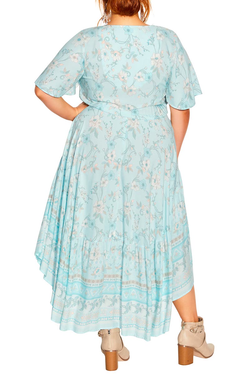 City Chic Spirited Floral Maxi Dress, Alternate, color, Seafoam Spirited Fl