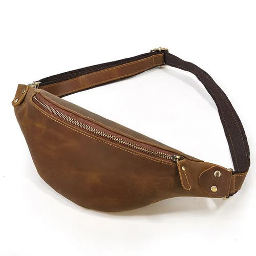 Steel Horse Leather Wagner Leather Waist Bag | Full Grain Leather Fanny Pack In Brown