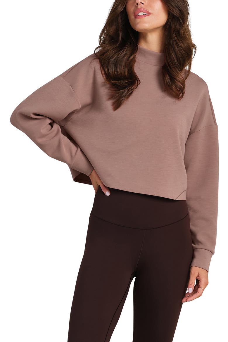 DreamGlow Mock Neck Crop Sweatshirt, Main, color, CLAY MIST