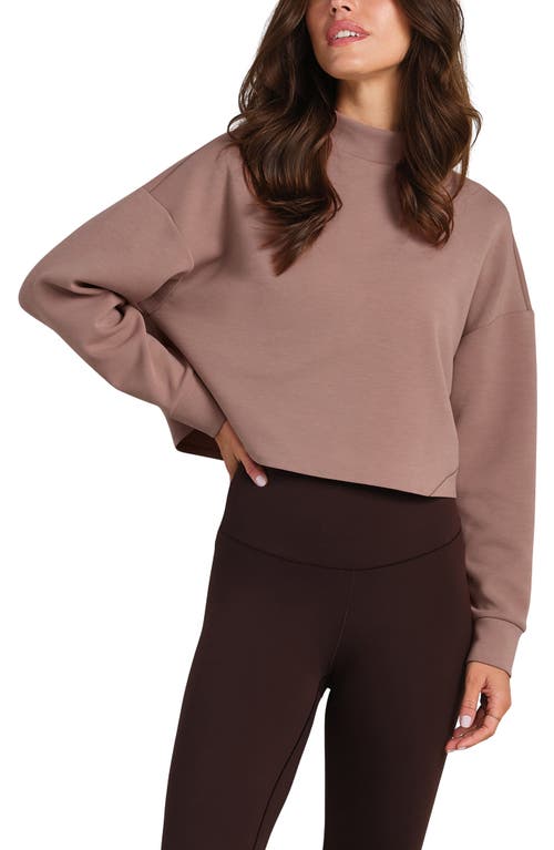 Rhone Dreamglow Mock Neck Crop Sweatshirt In Brown