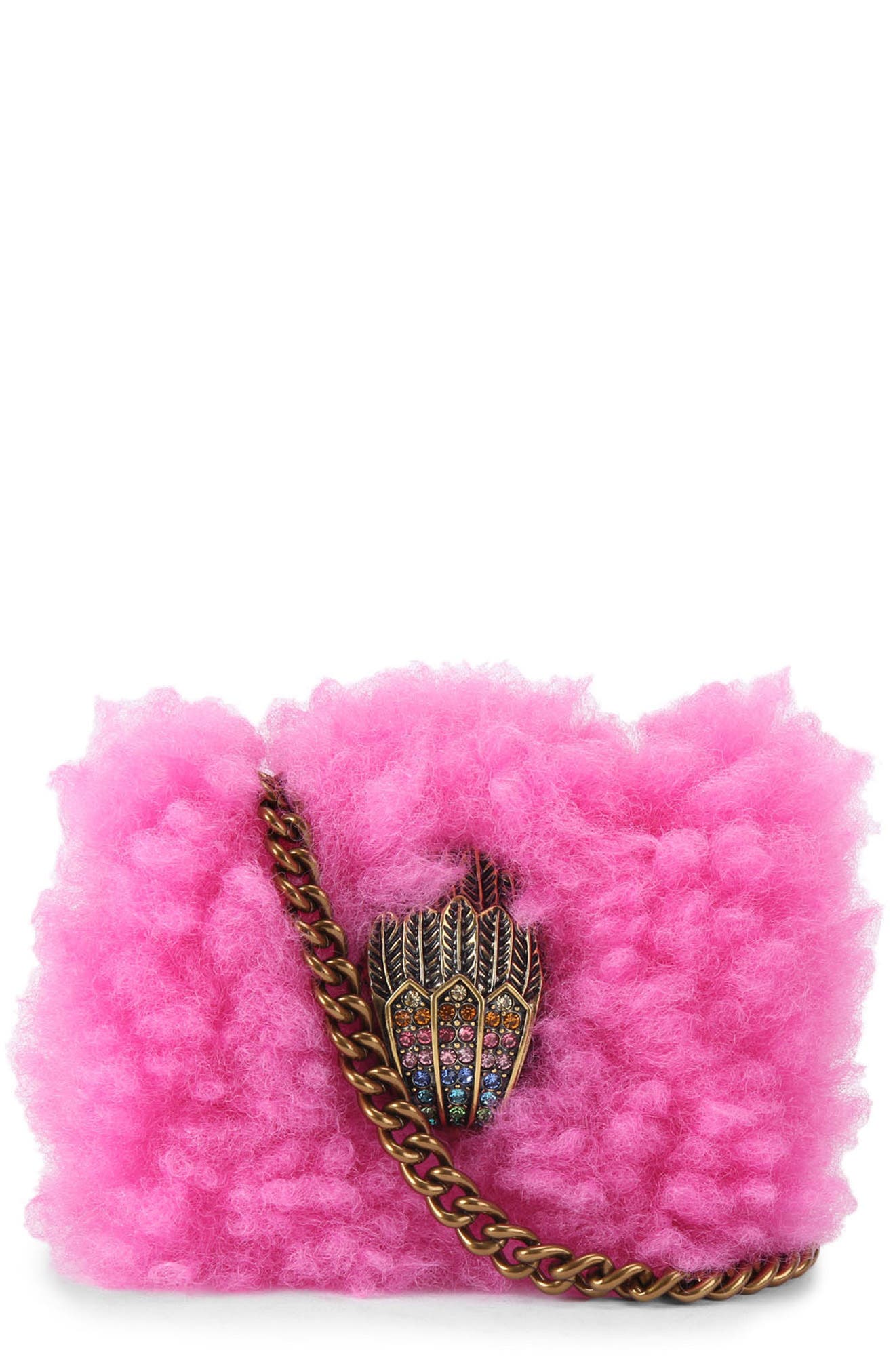 Kurt Geiger London Micro Kensington Faux Fur Crossbody Bag, Main, color, 