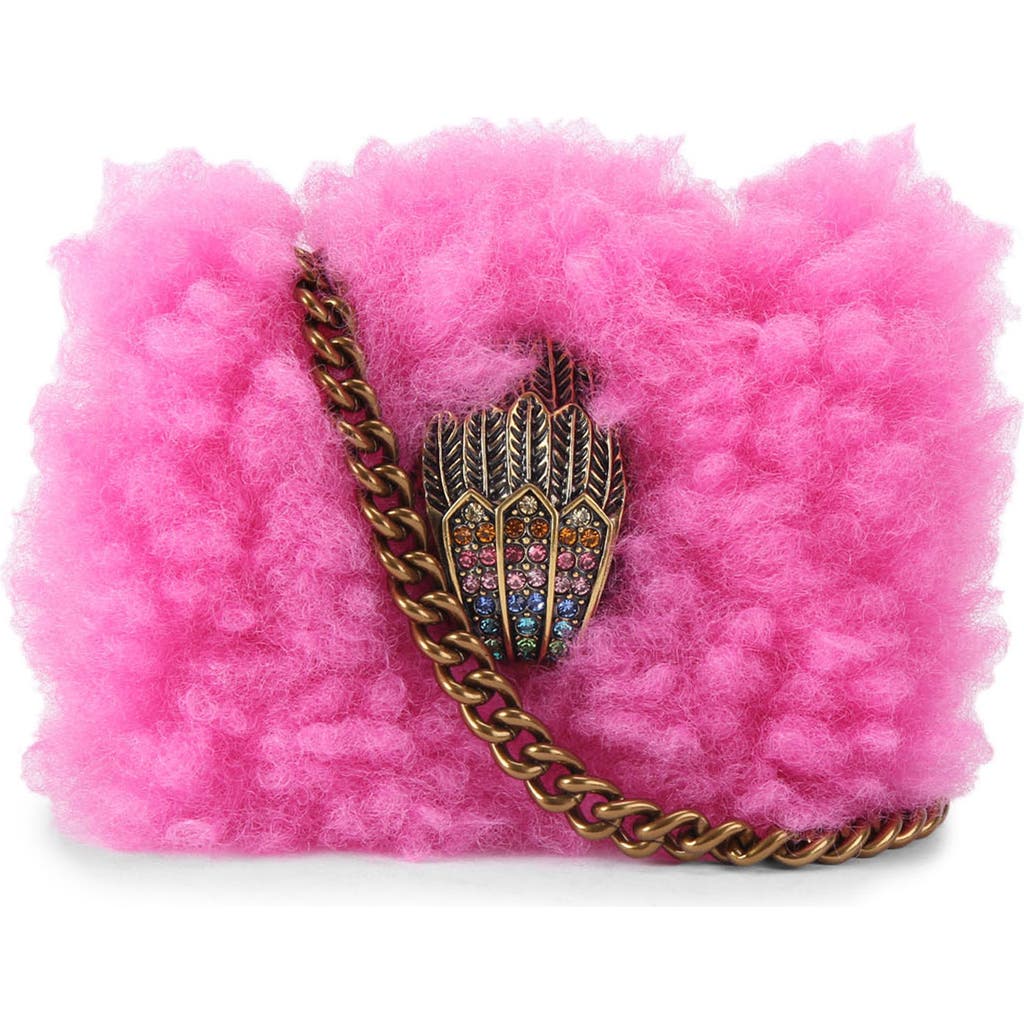 Kurt Geiger London Micro Kensington Faux Fur Crossbody Bag In Pink