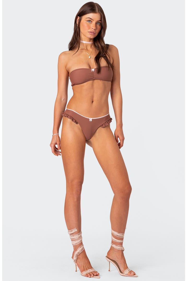 Maggie Ruffle Bikini Bottoms, Alternate, color, BROWN