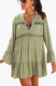 LASCANA Flowy Flared Sleeve Dress