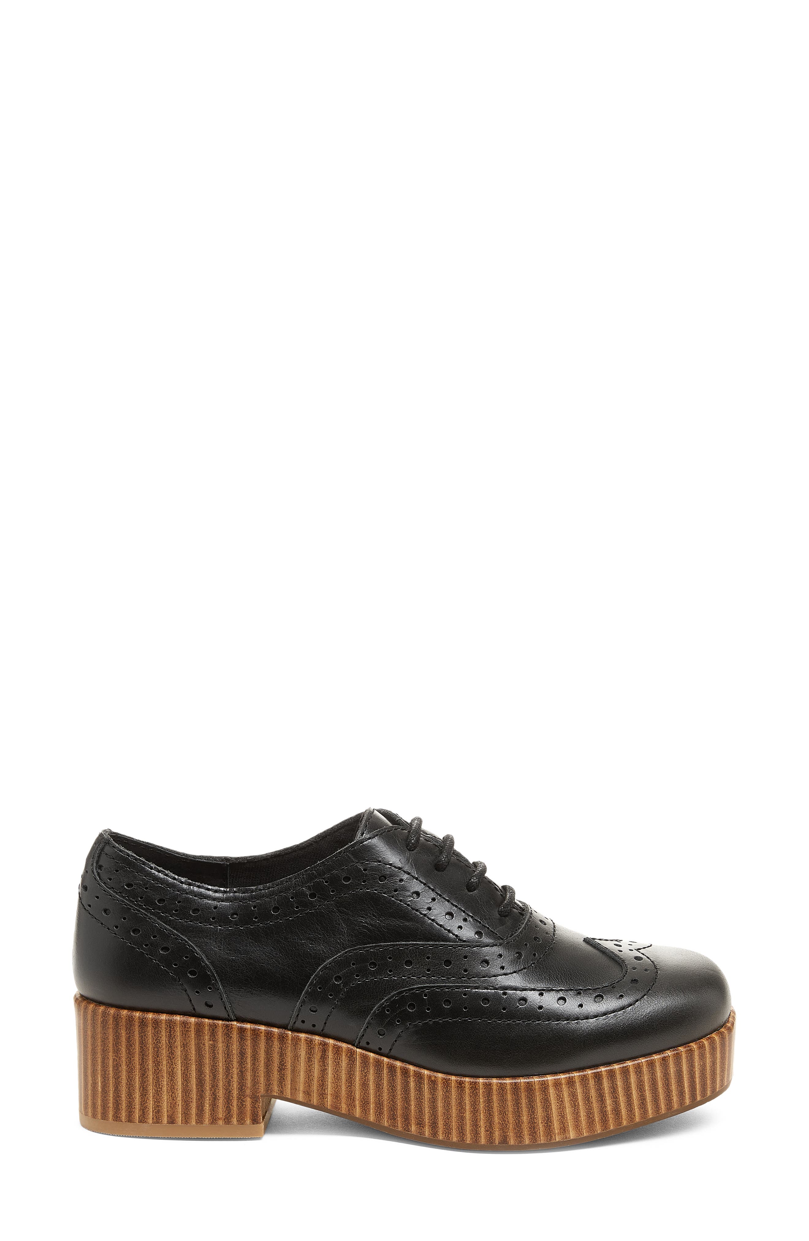 Kelsi Dagger Brooklyn Crest Platform Wingtip Oxford, Alternate, color, Black