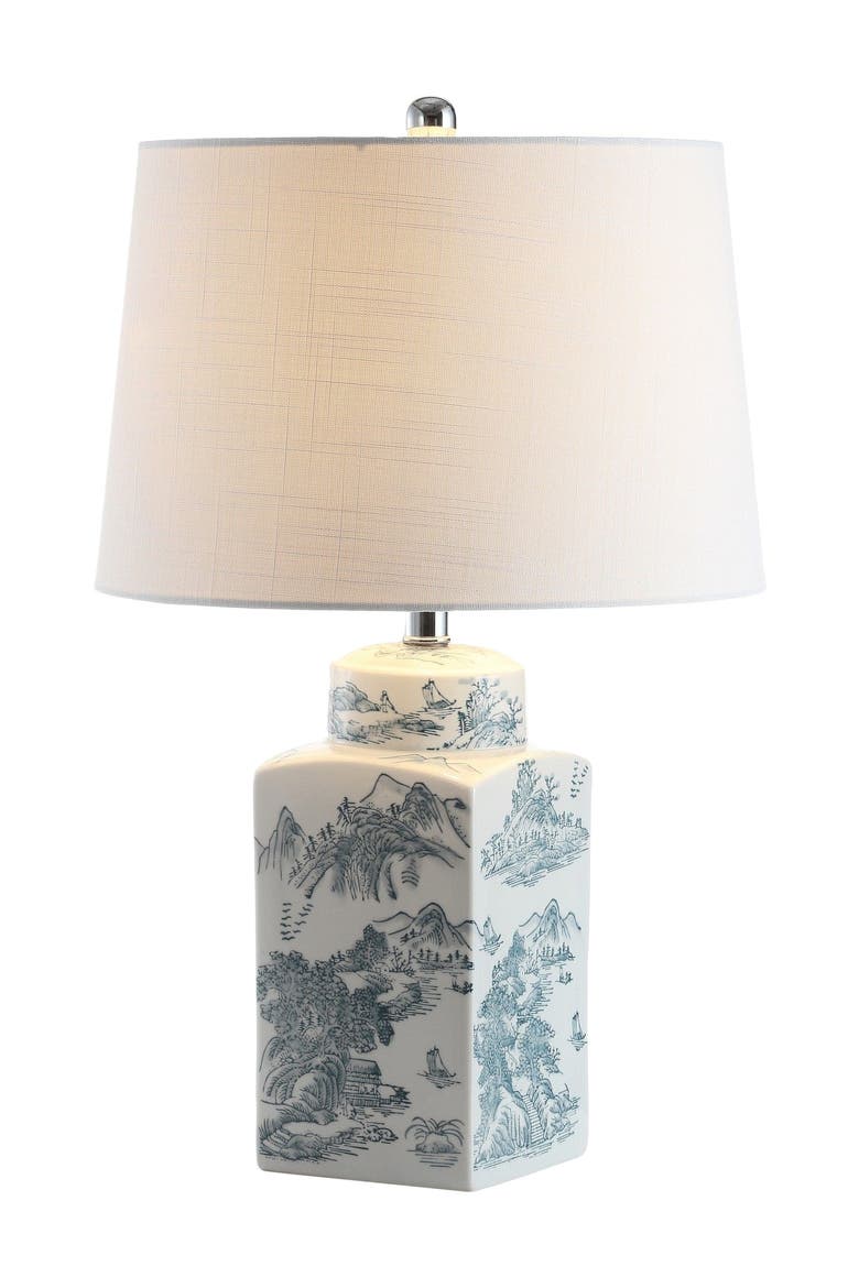 Audrey 24.5" Chinoiserie LED Table Lamp, Blue/White, Main, color, Blue/White