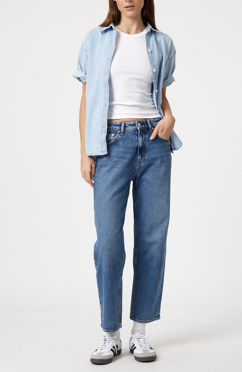 Mavi Jeans Deva Short Sleeve Denim Button-Up Shirt, Alternate, color, 