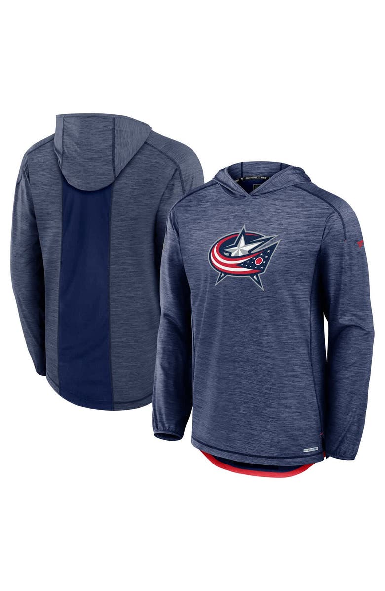 FANATICS Men's Fanatics  Navy Columbus Blue Jackets Authentic Pro Rink Lightweight Pullover Hoodie, Main, color, 