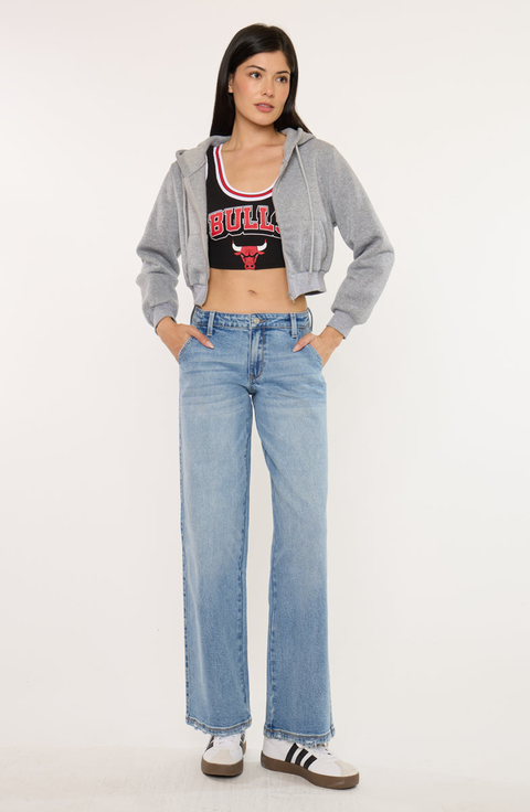 Alma Essentials Mid Rise Wide Leg Trouser