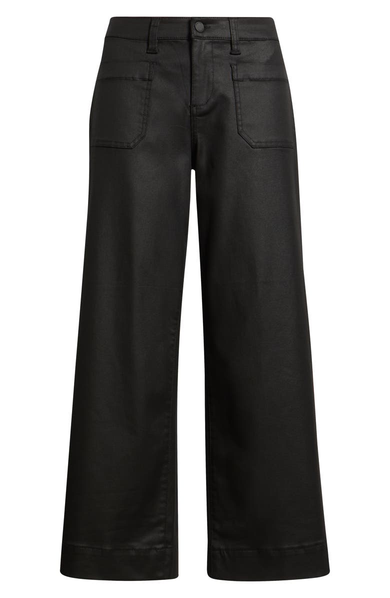 Liverpool Los Angeles Coated Patch Pocket Ankle Wide Leg Pants, Alternate, color, Black Coated