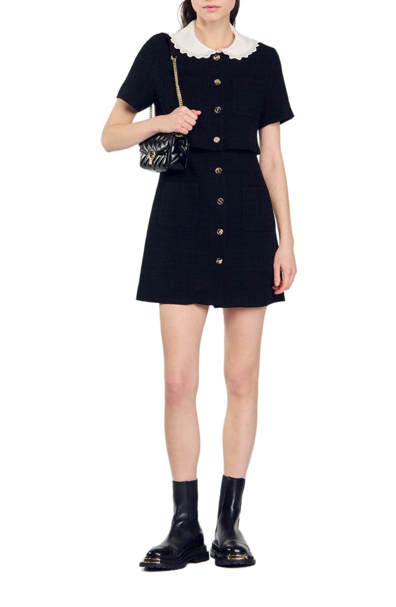 SANDRO Mini tweed dress, Alternate, color, 