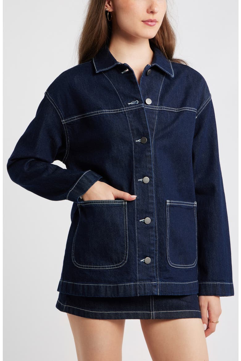 Oversize Denim Jacket, Alternate, color, HIGHLAND WASH