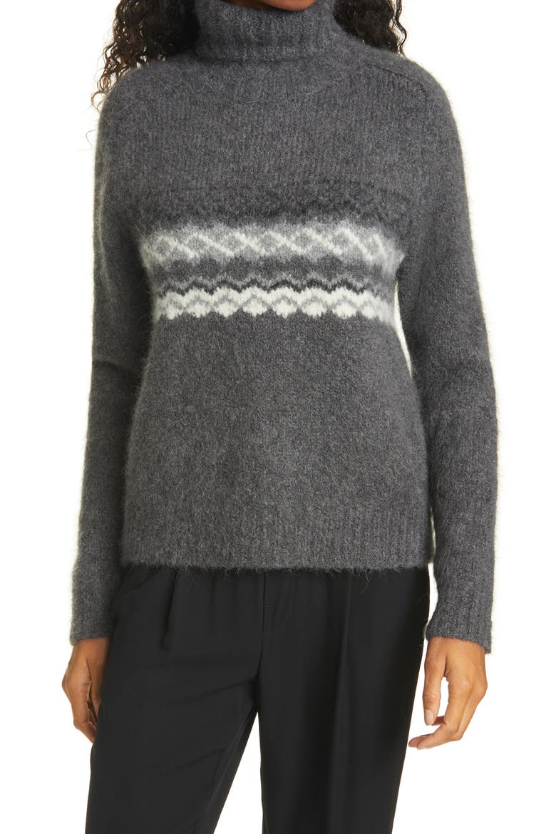 Leane Alpaca Blend Turtleneck Sweater, Main, color, GREY FAIR ISLE