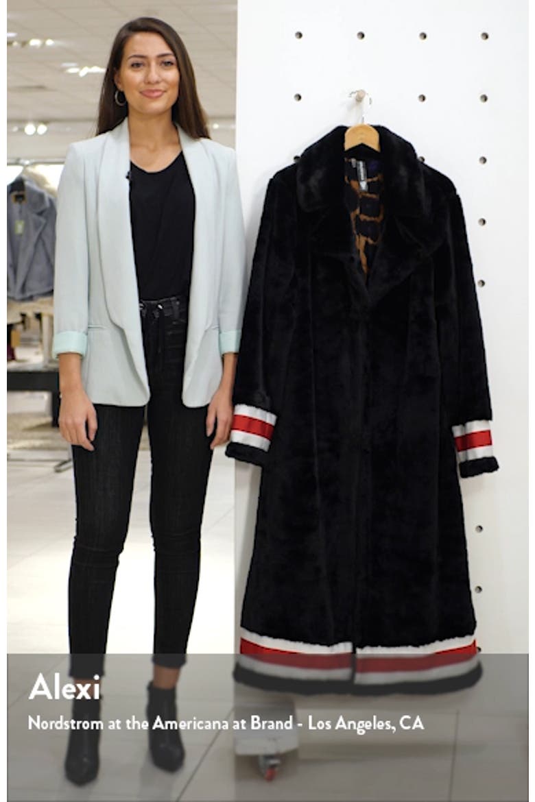 Grosgrain Ribbon Trim Faux Fur Swing Coat video