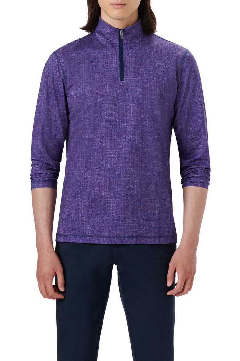OoohCotton® Quarter Zip Pullover, Main, color, PLUM
