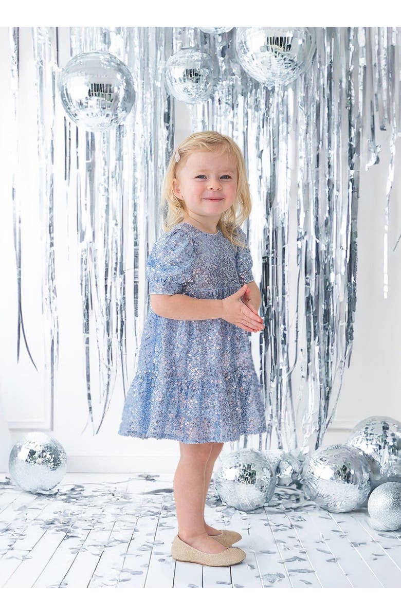 Isobella & Chloe Starry Blue Glitter Dress, Alternate, color, Blue
