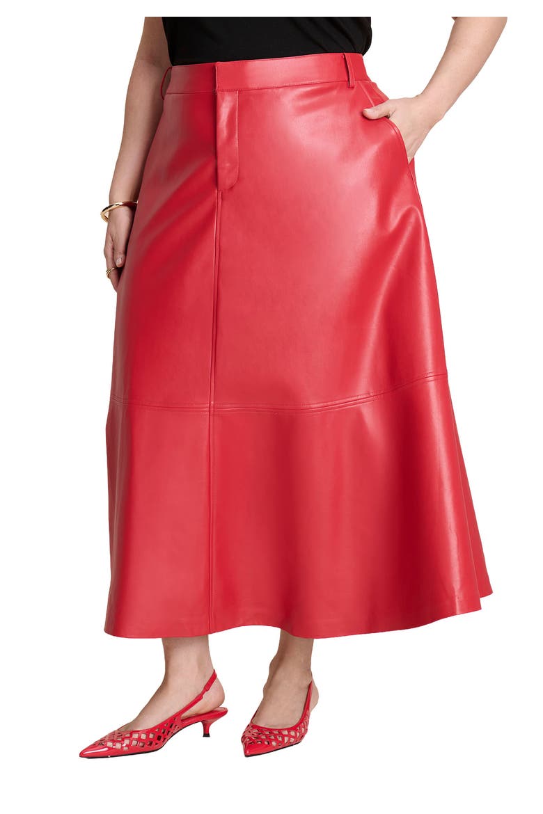 Faux Leather Midi Skirt, Main, color, BARBADOS CHERRY