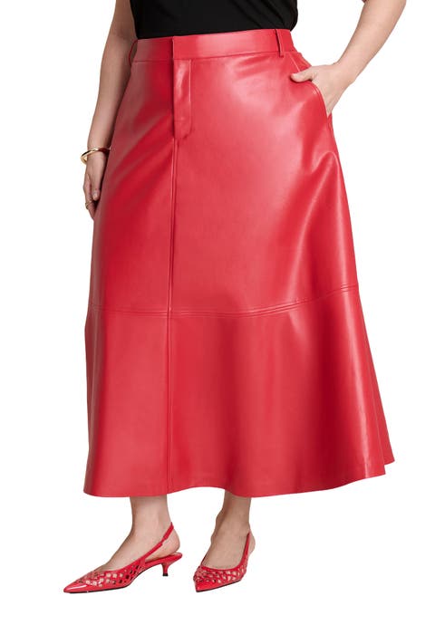 Faux Leather Midi Skirt (Plus)