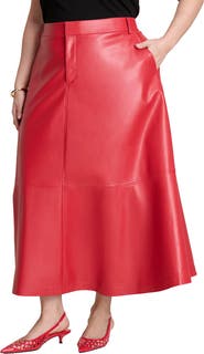 ELOQUII Faux Leather Midi Skirt