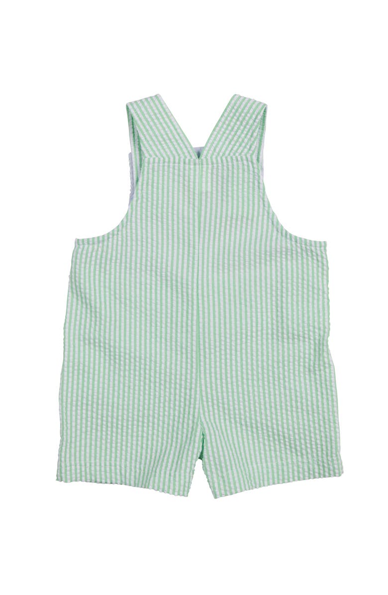 Florence Eiseman Seersucker Shortall With Skateboarding Gator, Alternate, color, Green / White