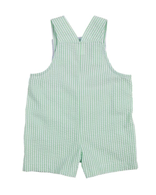 Florence Eiseman Seersucker Shortall With Skateboarding Gator In Green